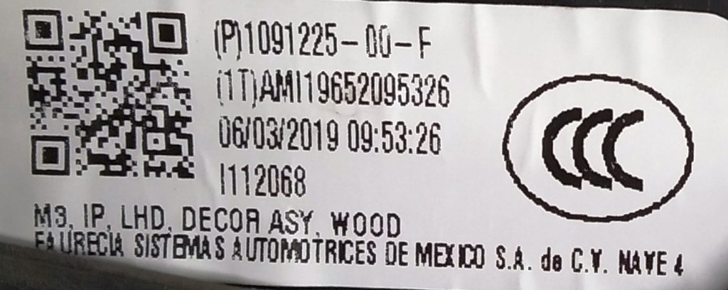 3 Dekorativt overtræk til instrumentpanel (træ) Tesla model 3, model Y 1091225-00-F